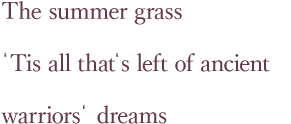 The summer grass 'Tis all that's left of ancient warriors' dreams